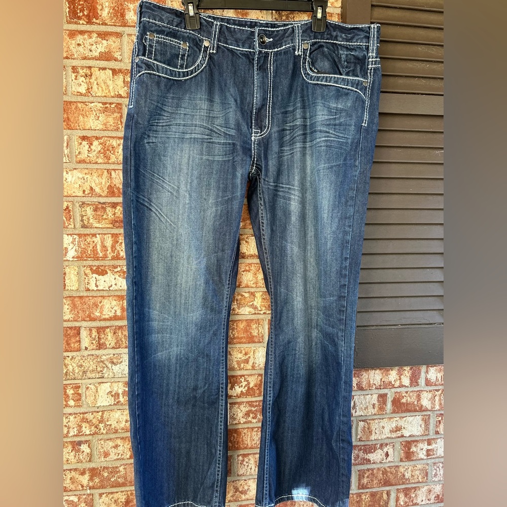 Helix Jeans Relaxed Boot Men 38 x 30 Dark Wash Denim